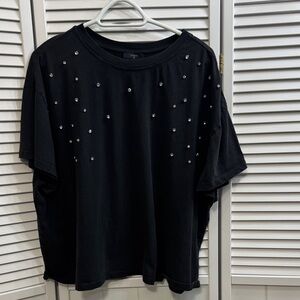 Studio Black Short Sleeve Top with Stud Accents